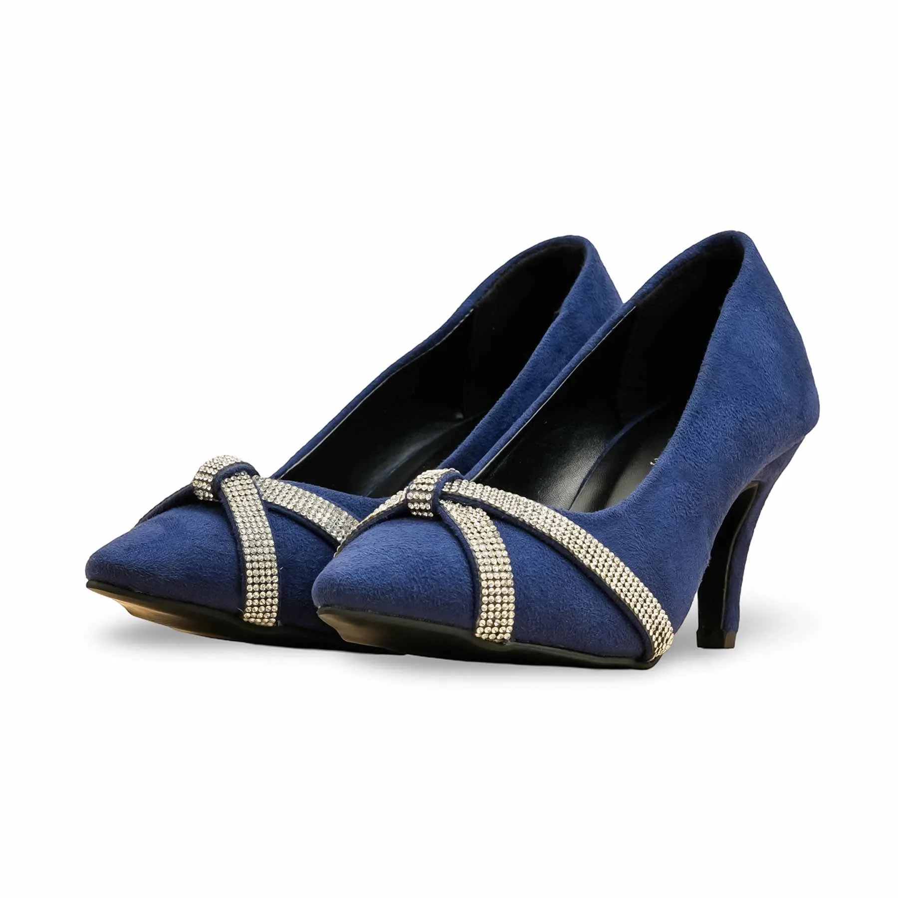 Navy Court Shoes For Women WN7497 Block Walk Wave View