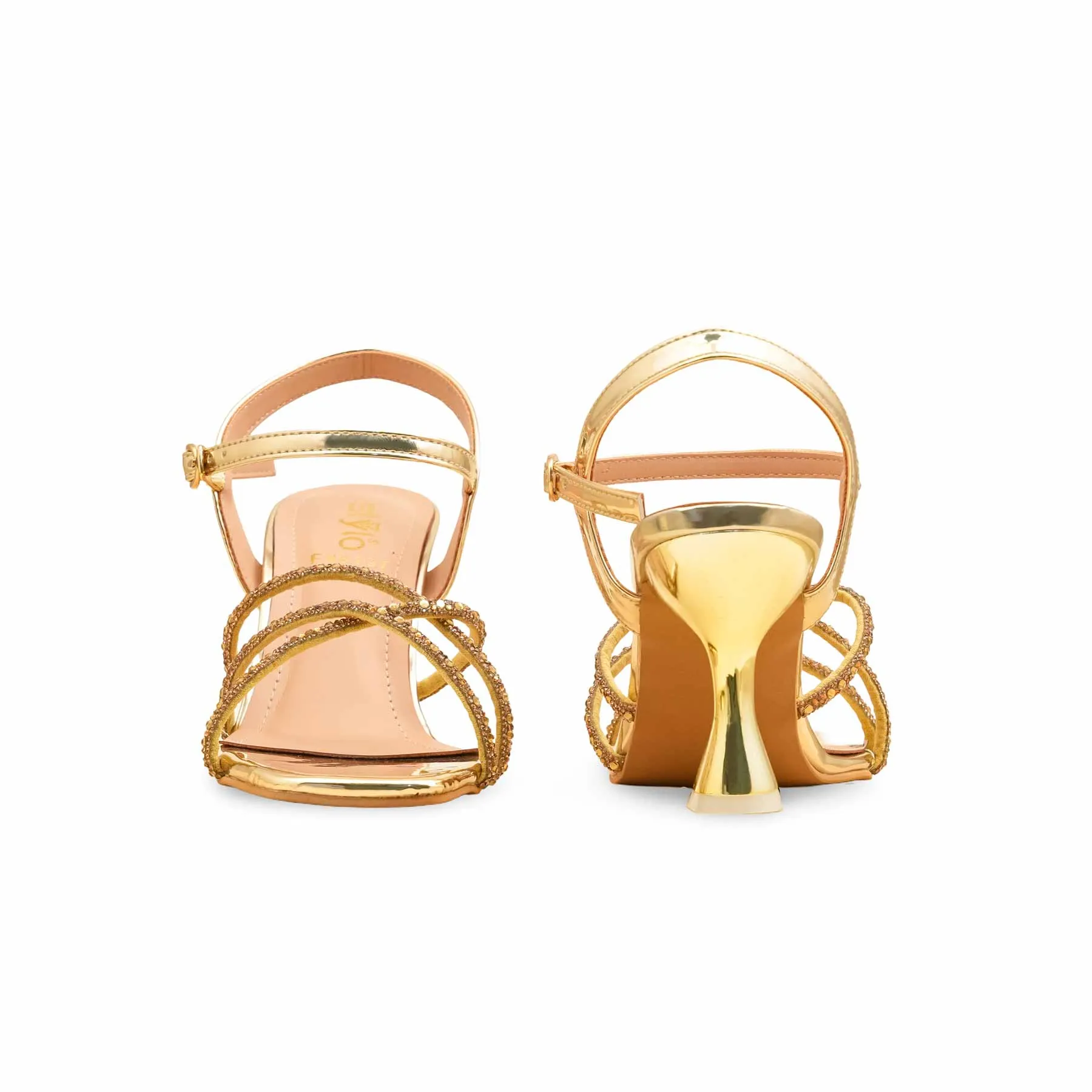 Golden Fancy Sandal For Women FN6197 Zip Close