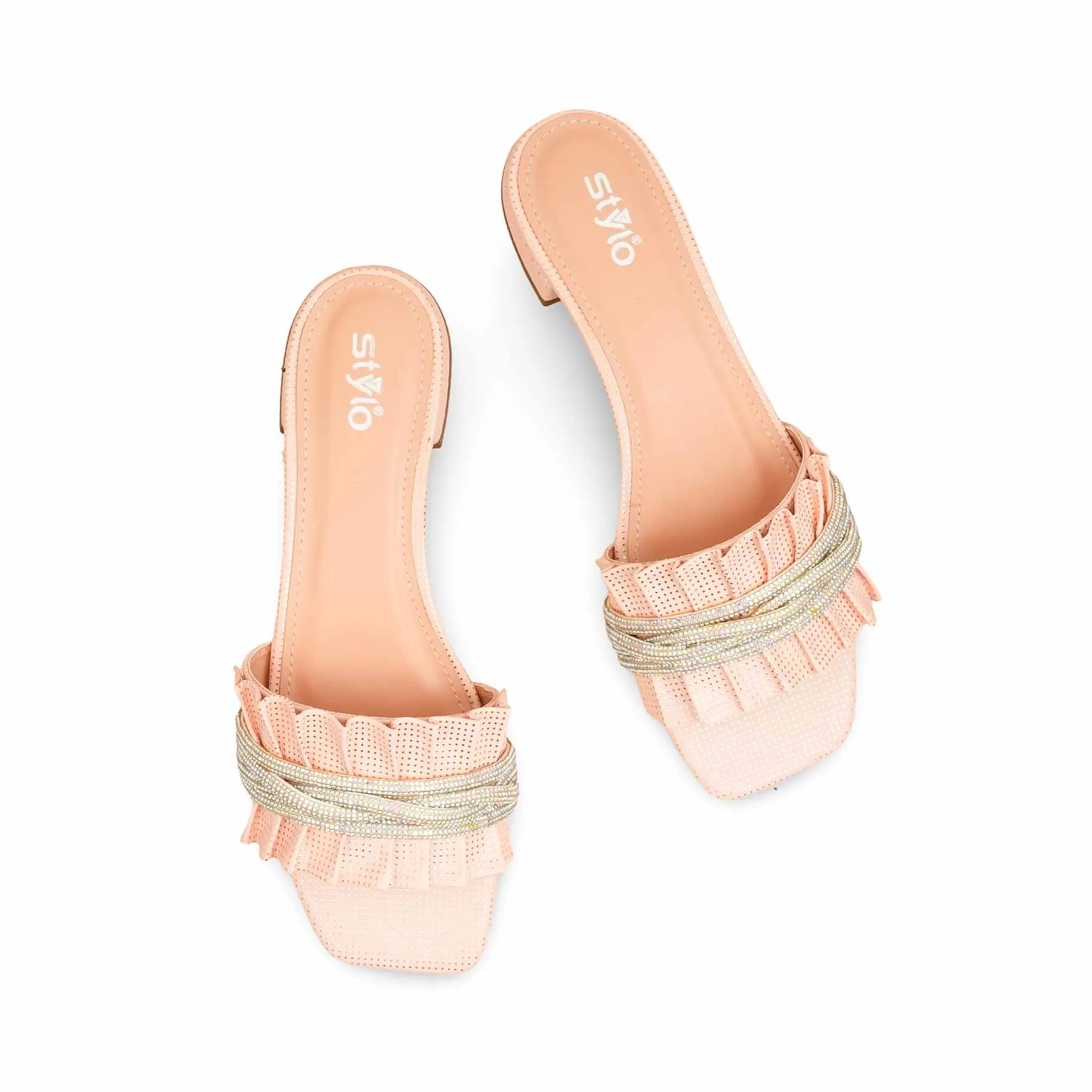 Pink Formal Slipper For Ladies FRS009 Peep Cut Wedding Shoes