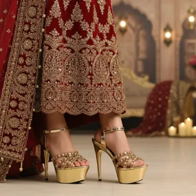 Easy Fit Easy To Clean Golden Fancy Bridal Sandal FN6153