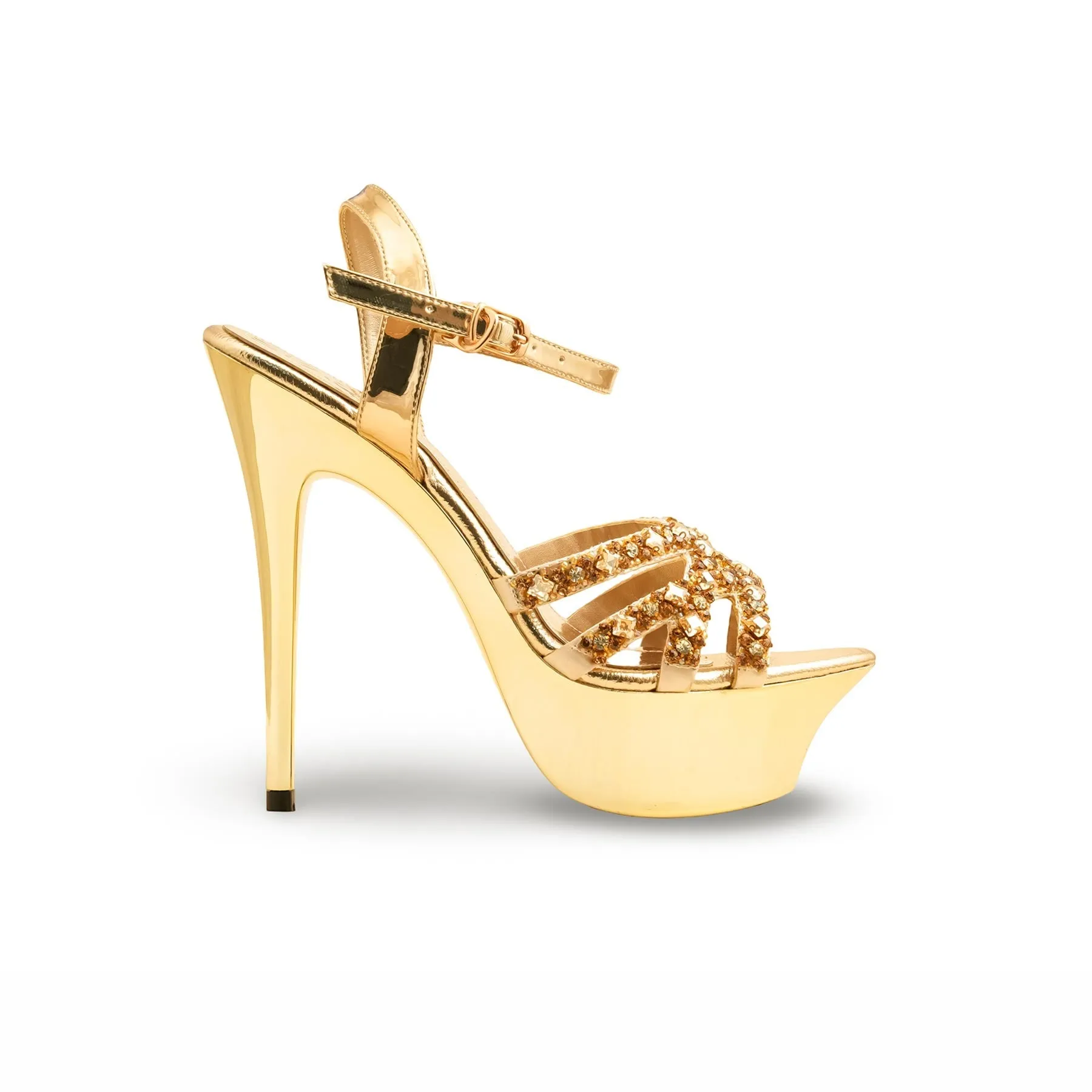 High Fashion Perfect Pair Golden Fancy Bridal Sandal FN6153