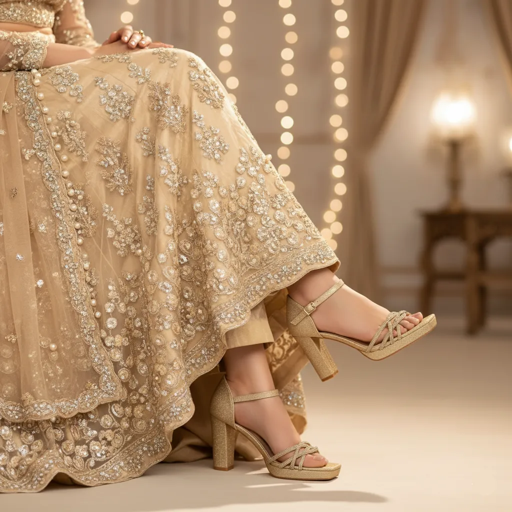 Golden Fancy Bridal Sandal FN6241 Art Piece Statement Look