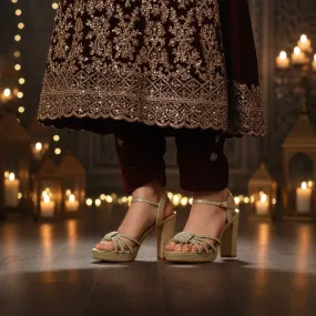 Soft Appeal Premium Finish Golden Fancy Bridal Sandal FN6242