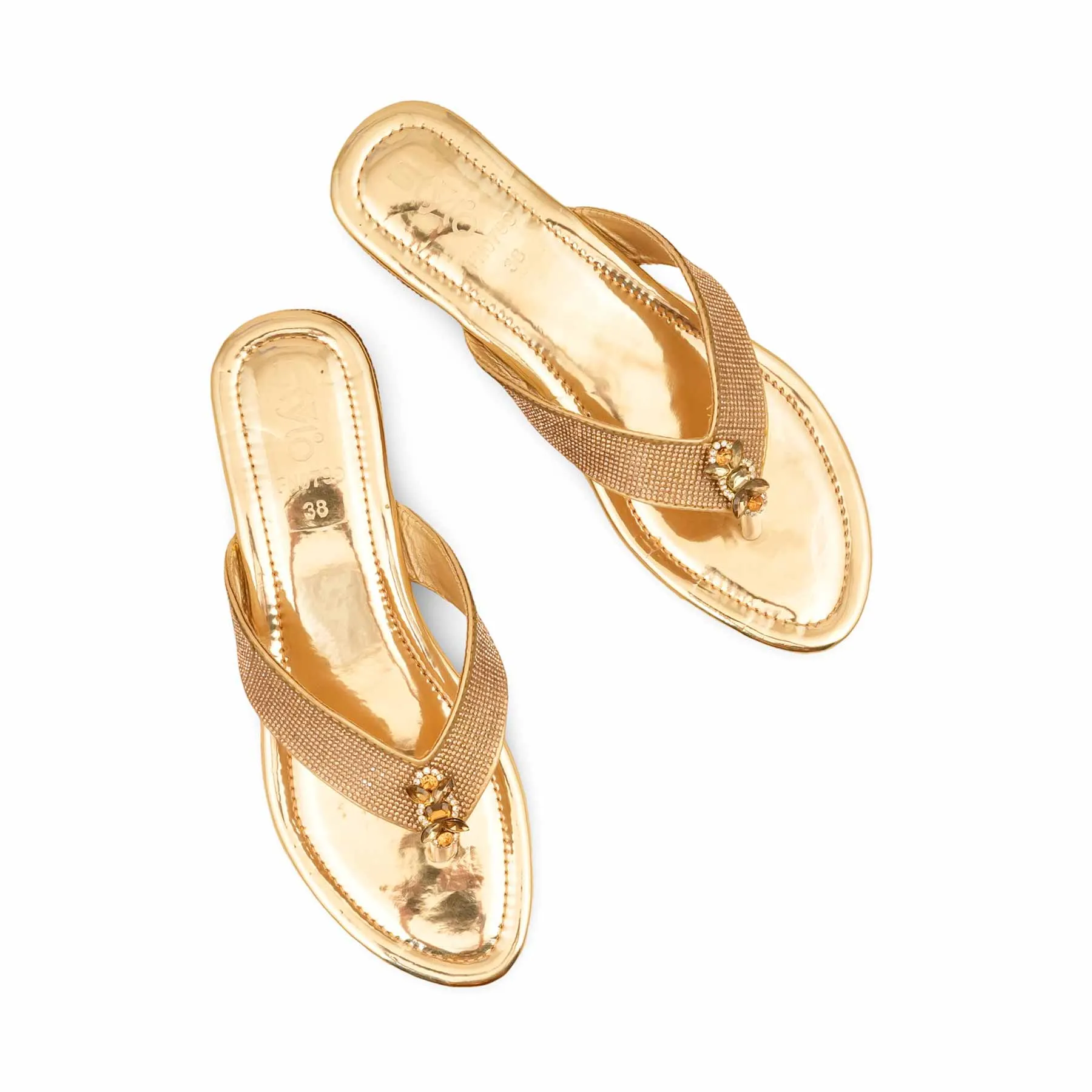 Storm Safe Golden Fancy Chappal FN0799