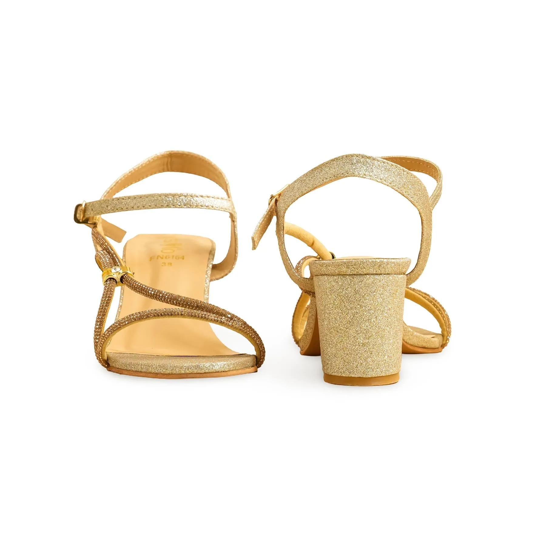 Golden Fancy Sandal FN6164 Sleek Pumps Statement Shoes