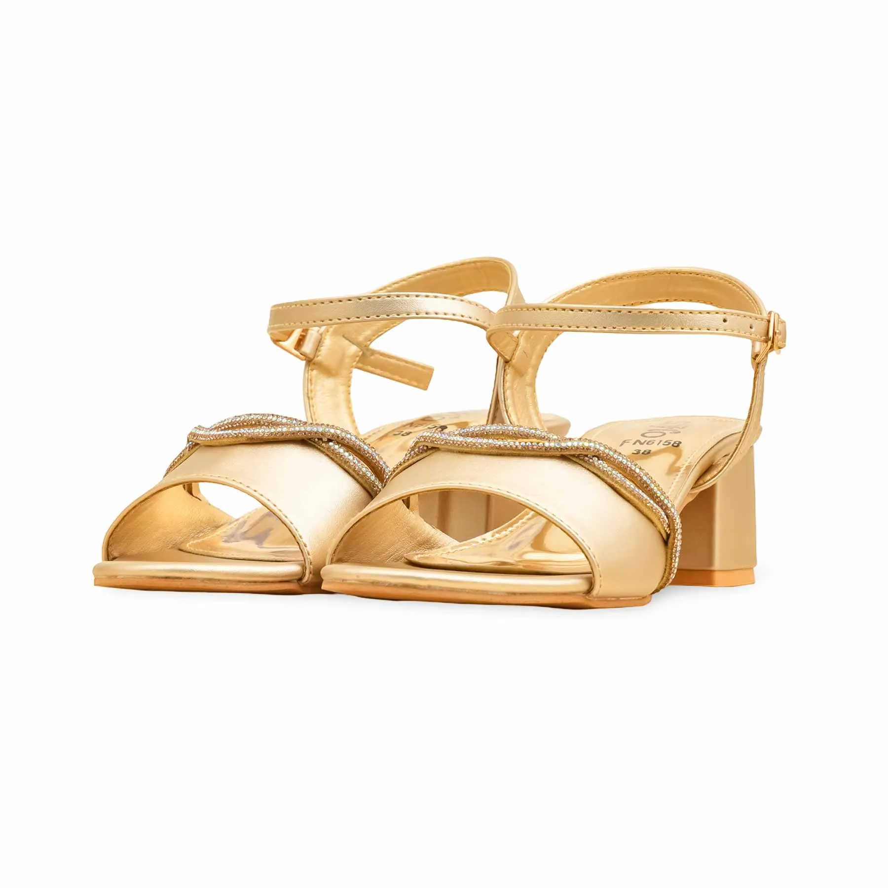 Golden Fancy Sandal For Ladies FN6158 Bespoke Pick Fashionable Design