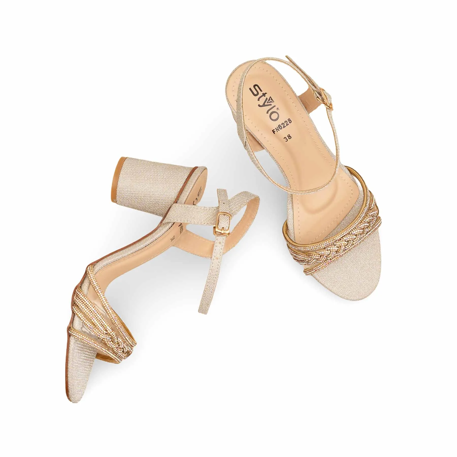 Golden Fancy Sandal For Ladies FN6228 London Chic Bold Choice