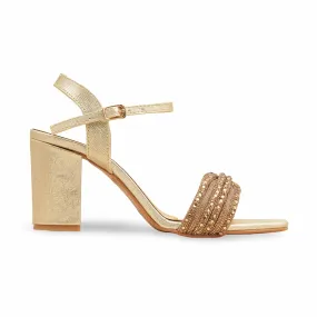 Ankle Loop Elegant Footwear Golden Fancy Sandal For Ladies FN6229