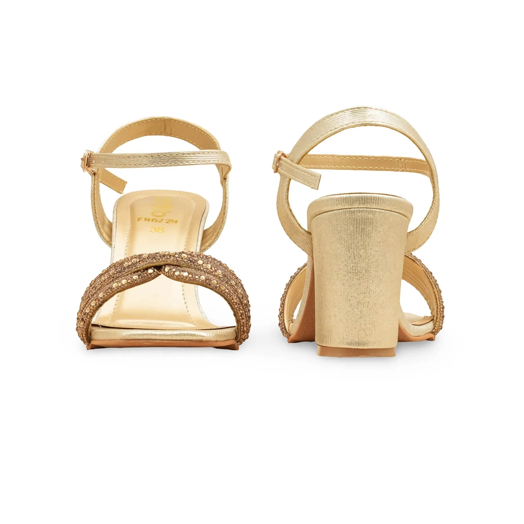 Golden Fancy Sandal For Ladies FN6229 Party Proof