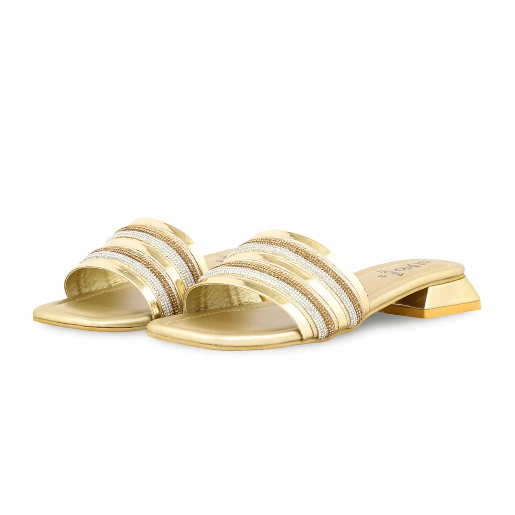 Anti Slip Party Ready Golden Fancy Slipper FN7946