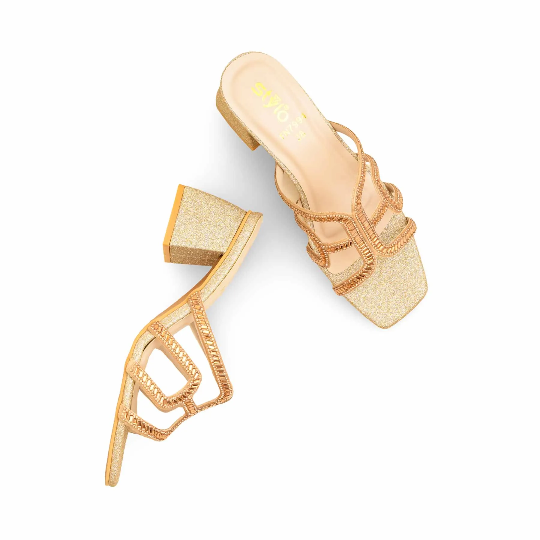 Golden Fancy Slipper For Ladies FN7994 Summer Heels London Glow