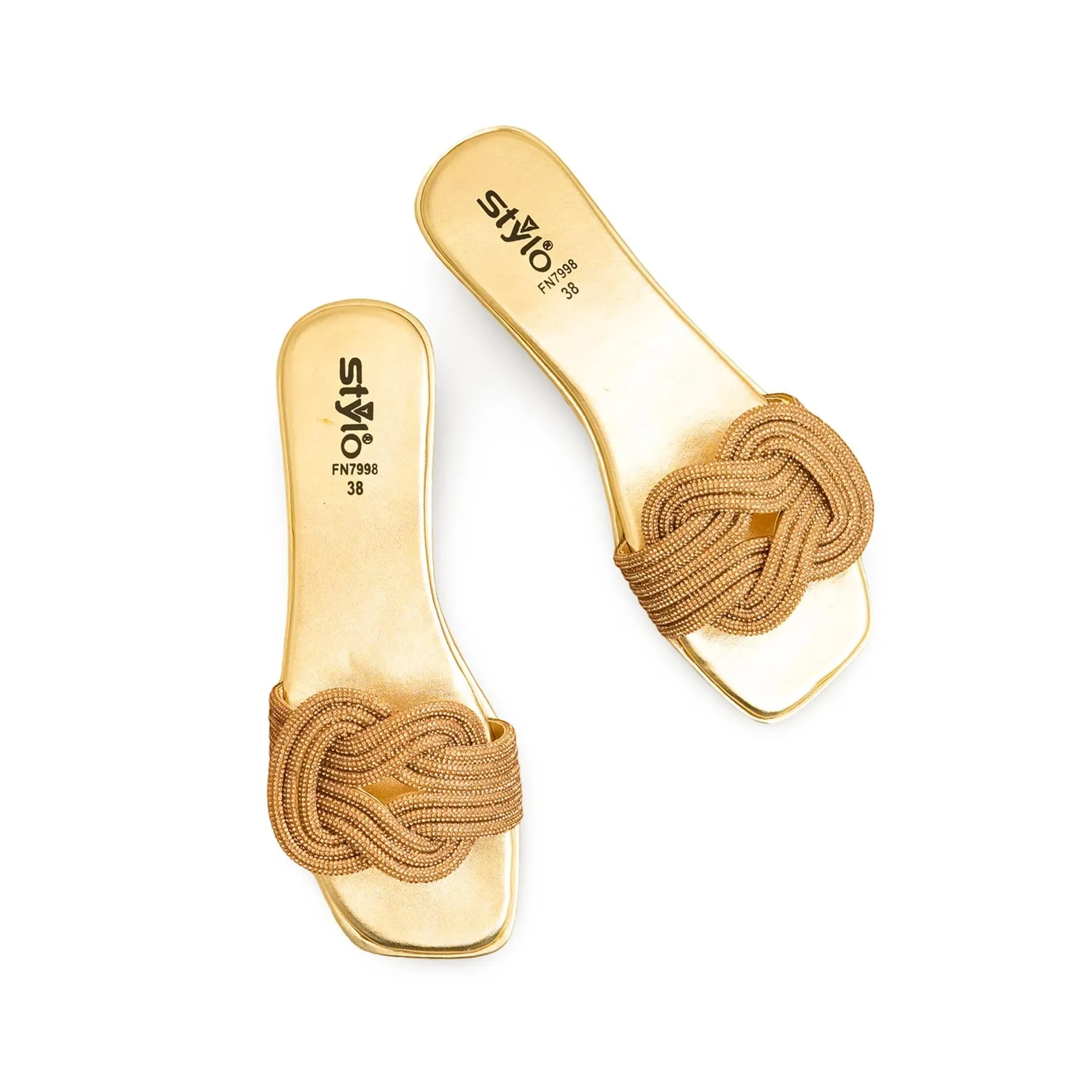 Media Day Cozy Comfort Golden Fancy Slipper For Ladies FN7998