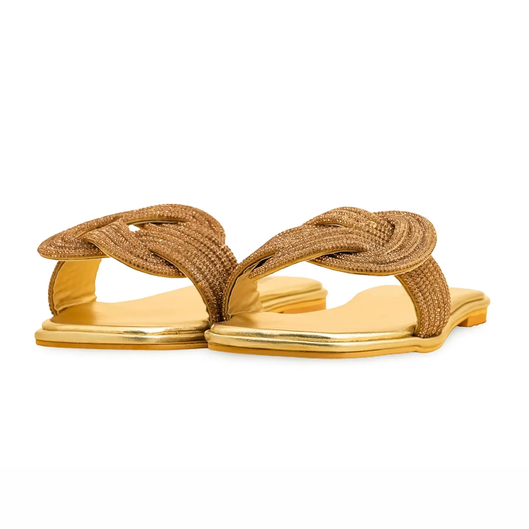Golden Fancy Slipper For Ladies FN7998 Coffee Run Pose Shot