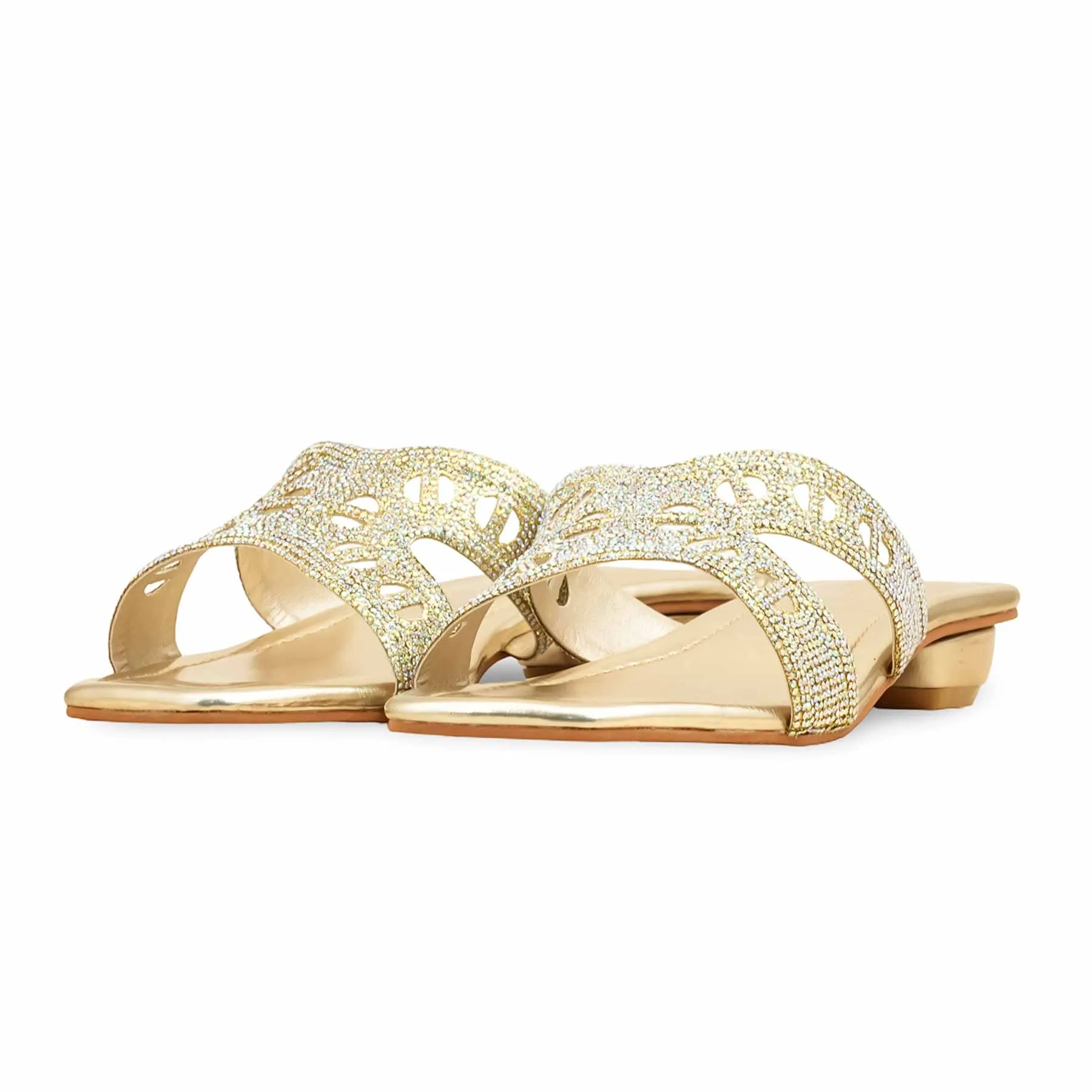 Summer Edge Glam Heels Golden Fancy Slipper For Ladies FN8008