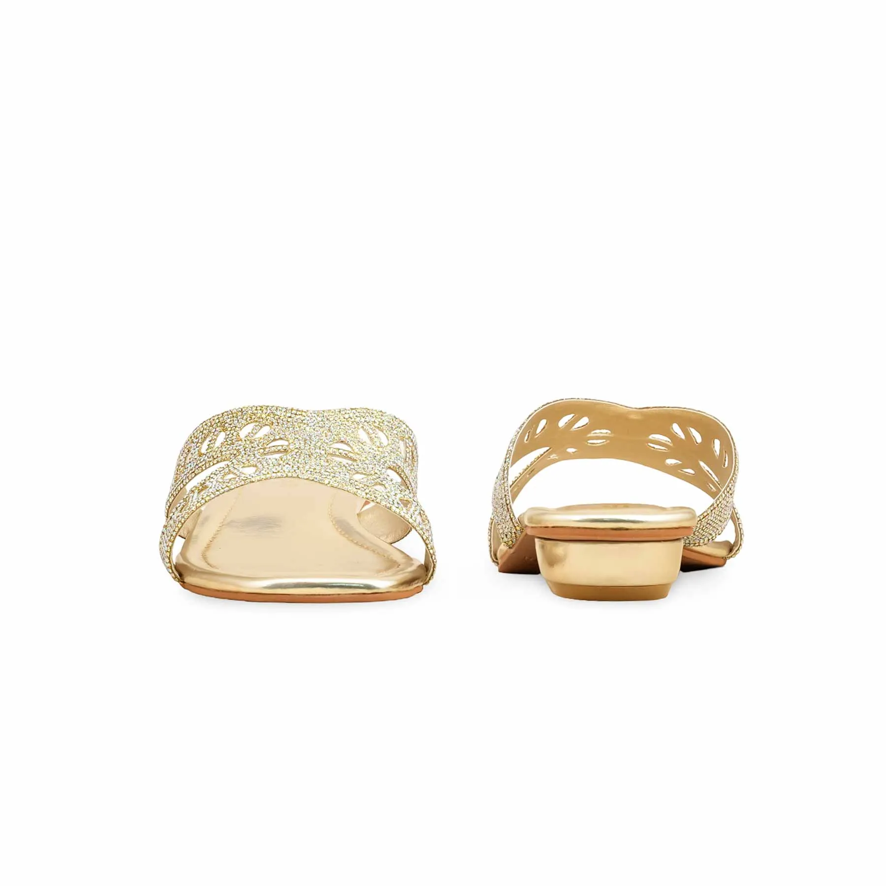 Golden Fancy Slipper For Ladies FN8008 Icon Energy Designer Style