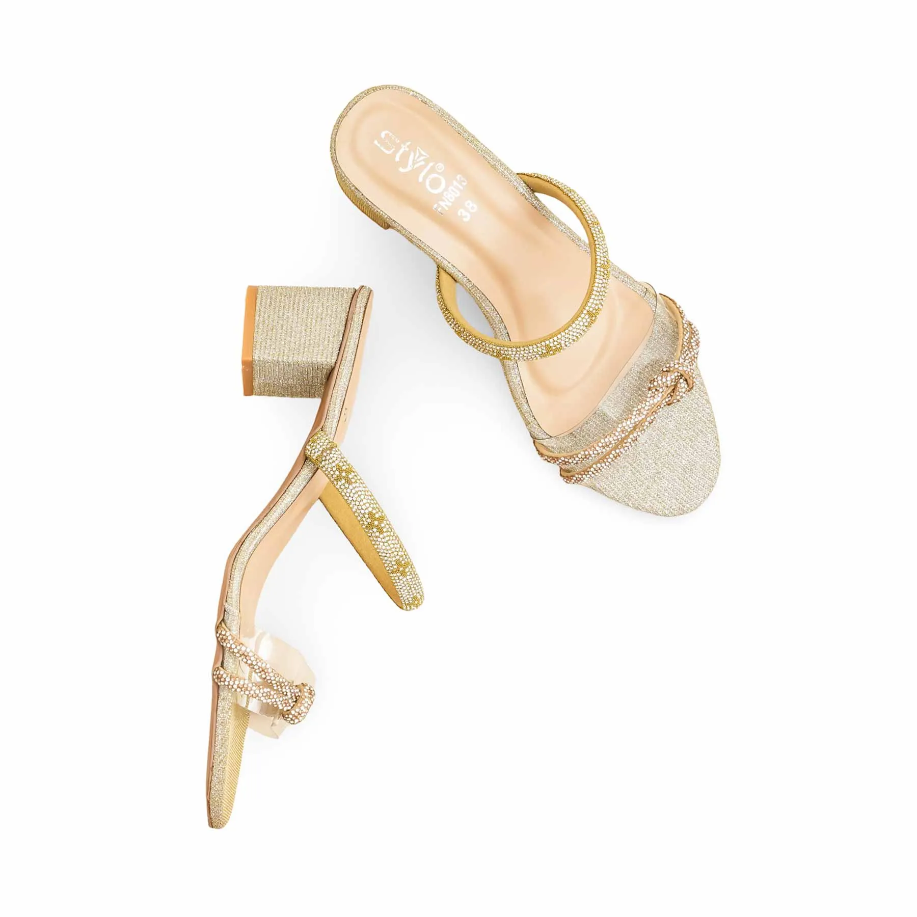 Golden Fancy Slipper For Women FN8013 Paris Vibe Power Heel