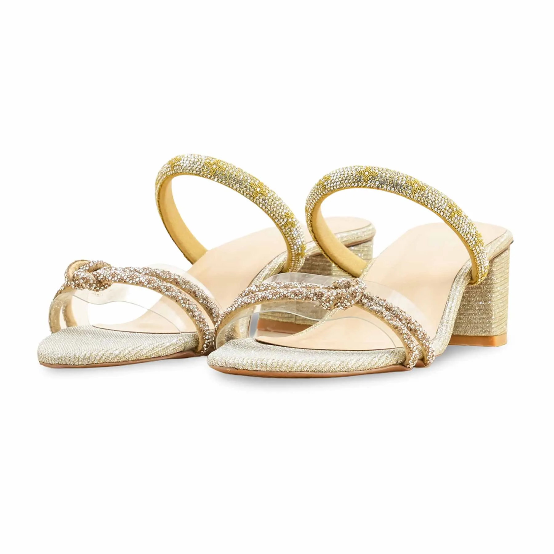 Golden Fancy Slipper For Women FN8013 Classic Dress Shoes Luxury Feel