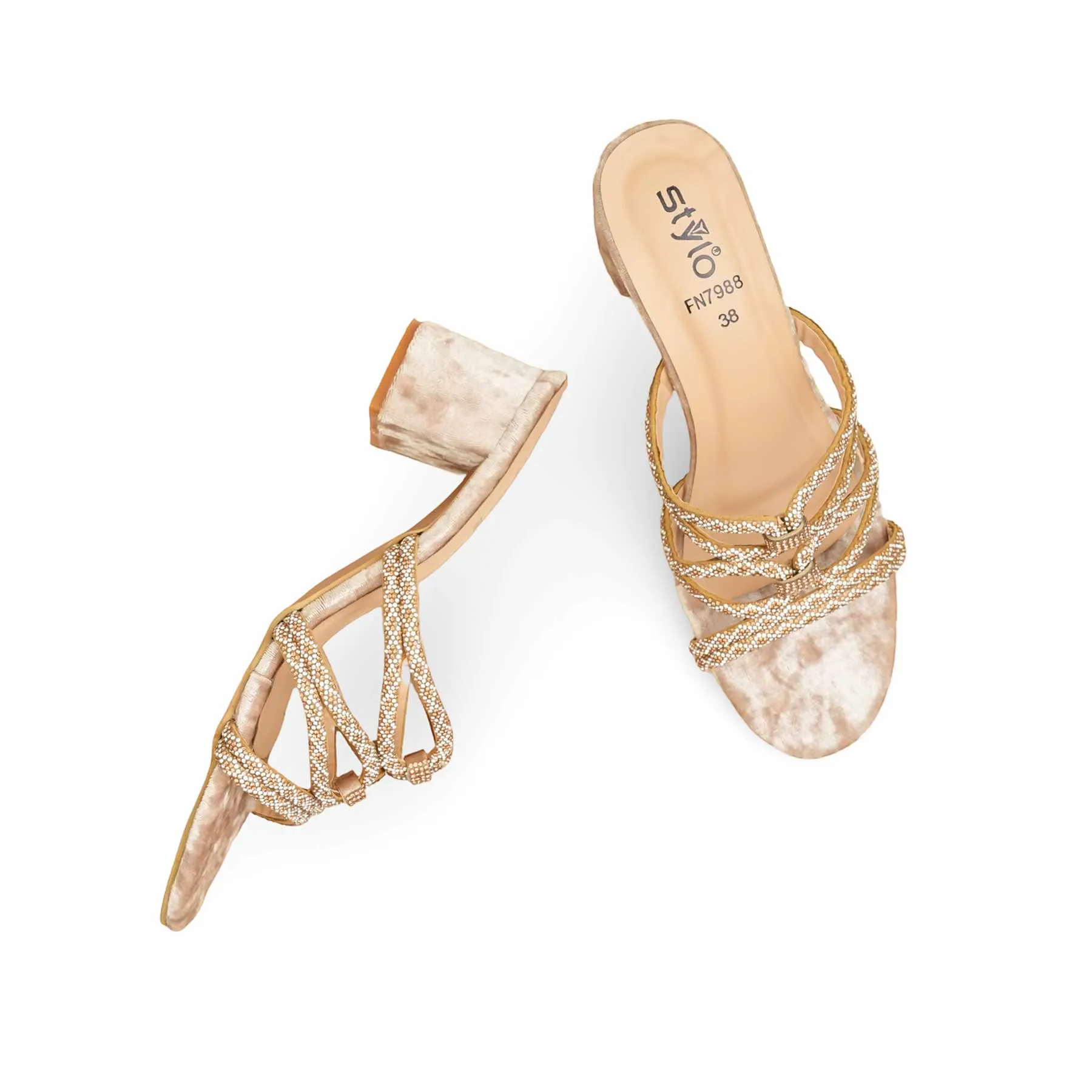 Black Glam Self Spark Golden Fancy Women Slipper FN7988