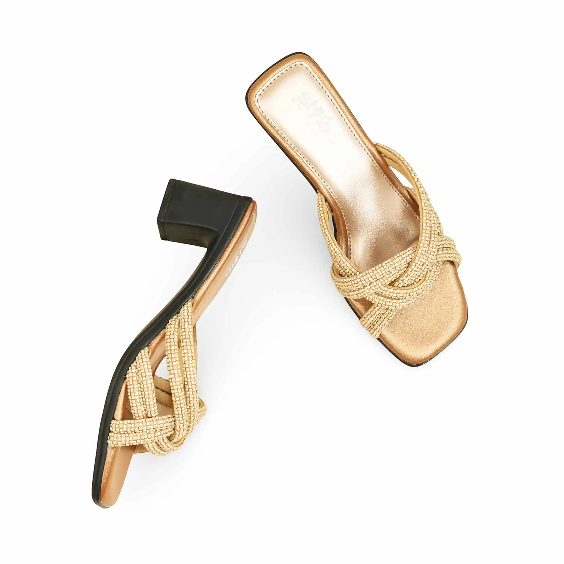 Golden Formal Slipper For Women PUS010 Chic Finish