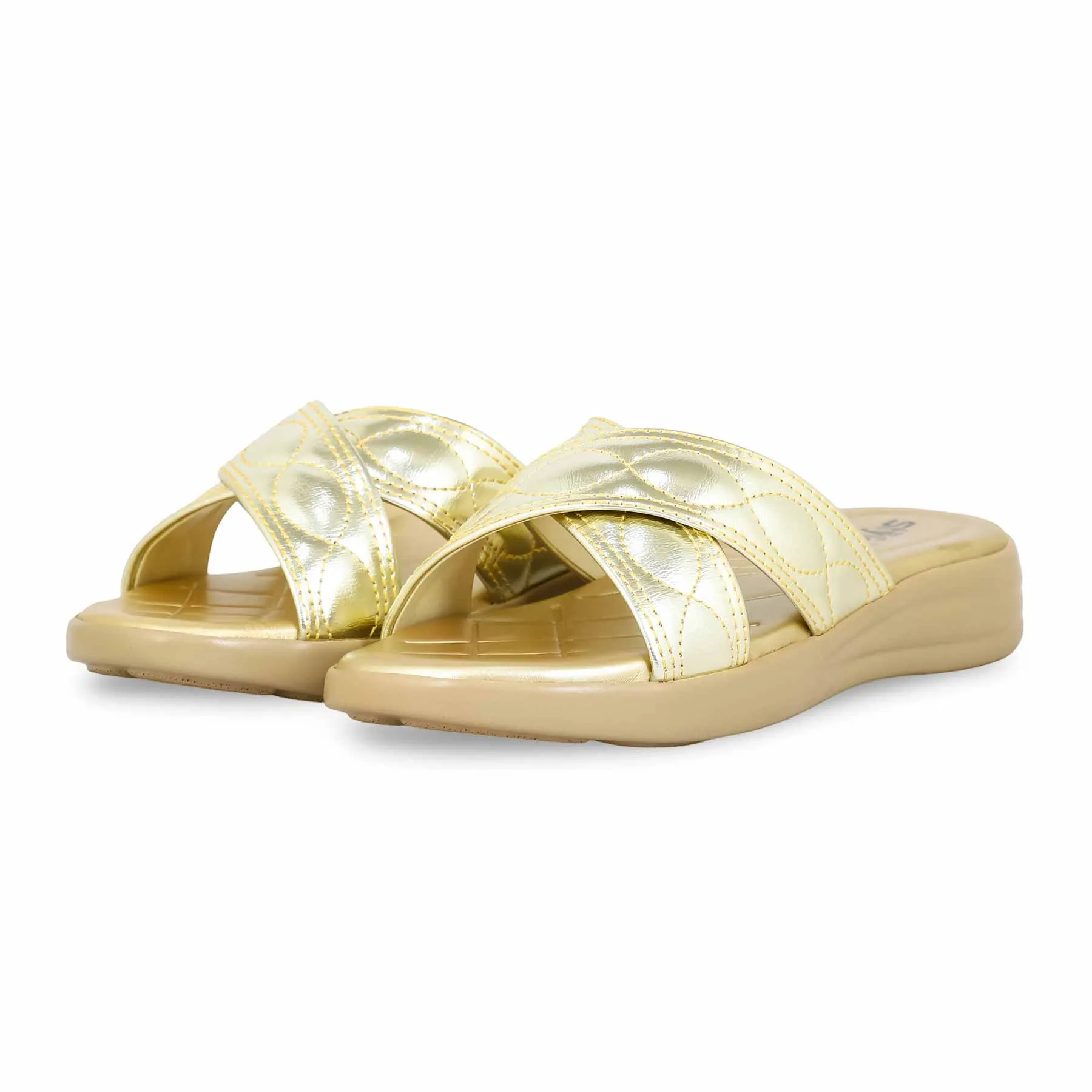 Bridal Shoes Golden Formal Slipper PU0486