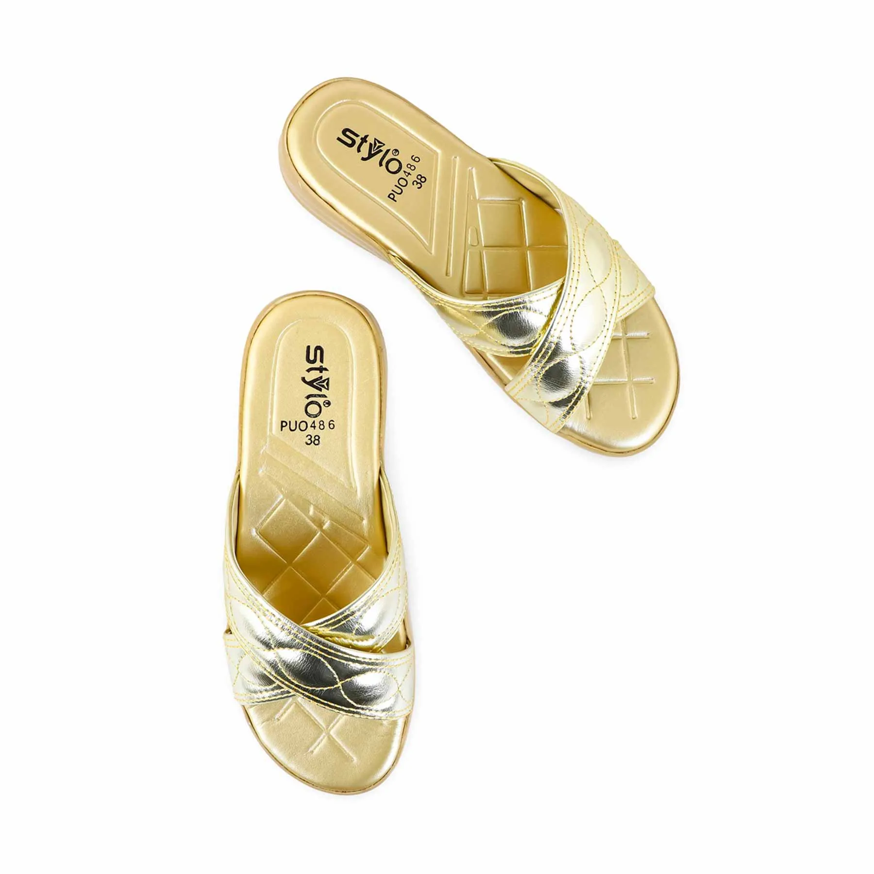 Golden Formal Slipper PU0486 Star Spark Travel Glam