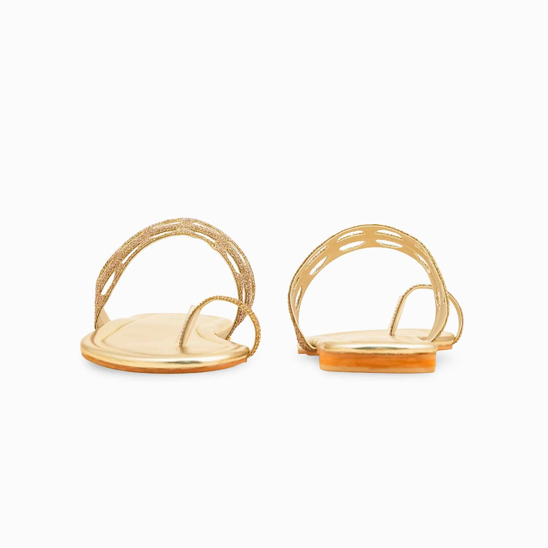 Simple Flexible Material Golden Fancy Chappal For Women FN0816