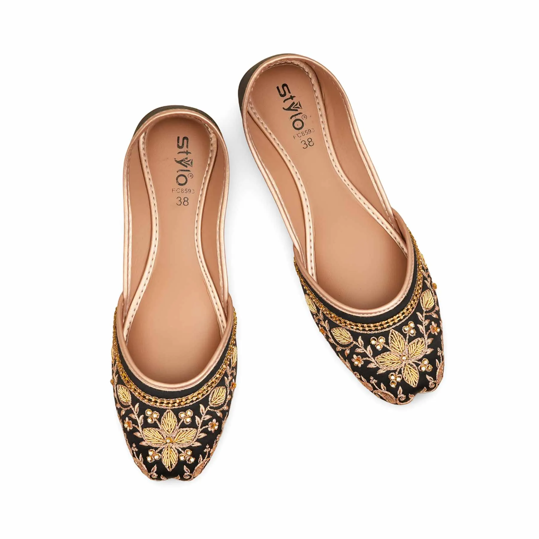 Black Fancy Khusa For Ladies EC8593 Lightweight Ease Eco - friendly