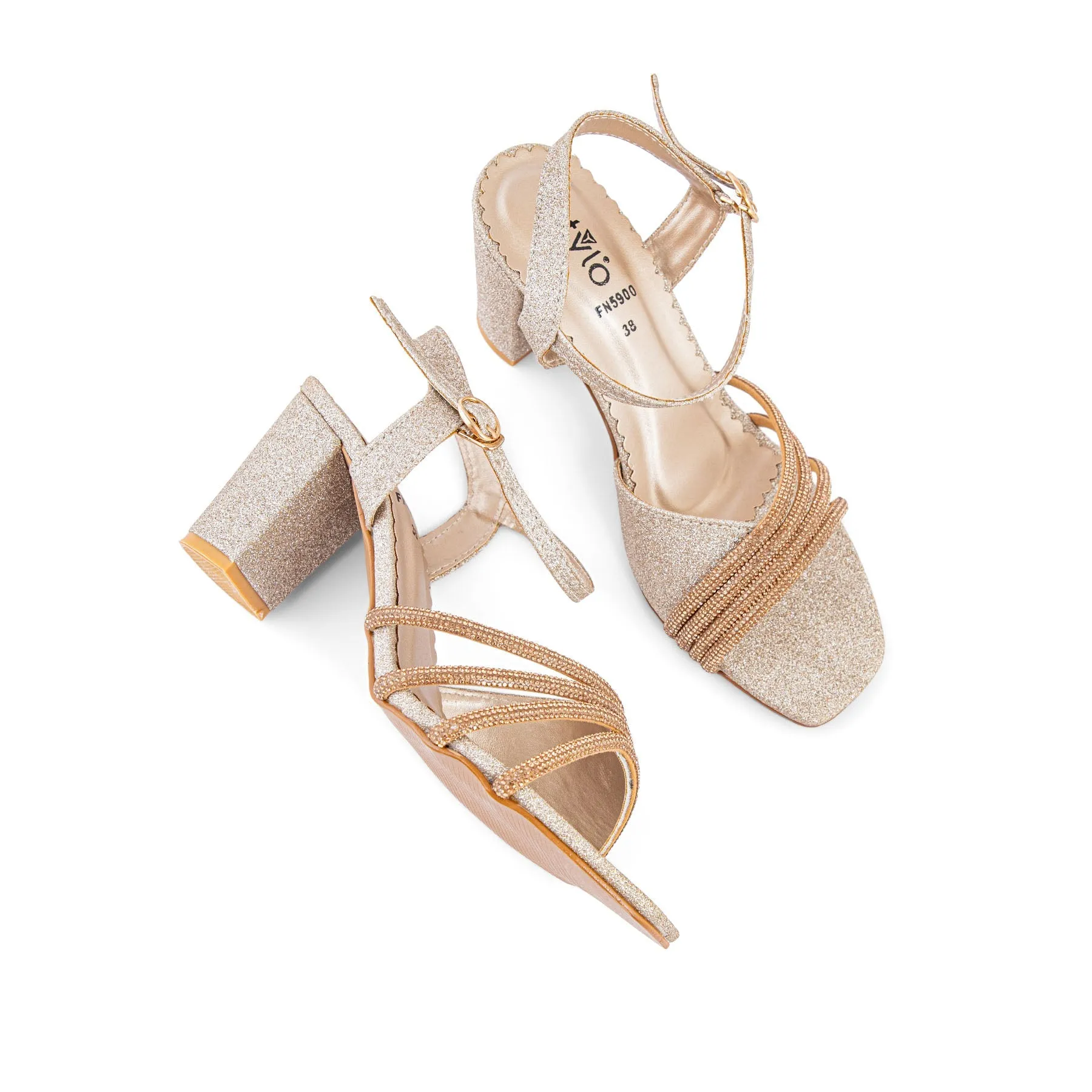 Classic Black Golden Fancy Sandal FN5900