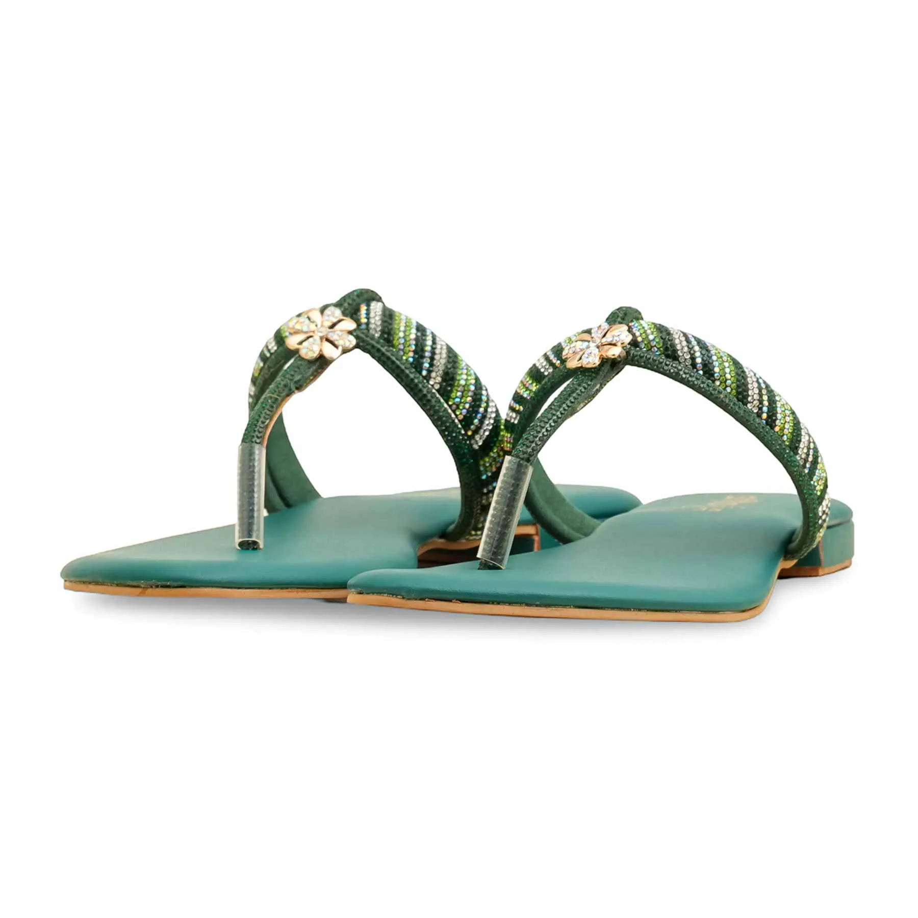 Green Fancy Chappal FN0811 Cozy Step