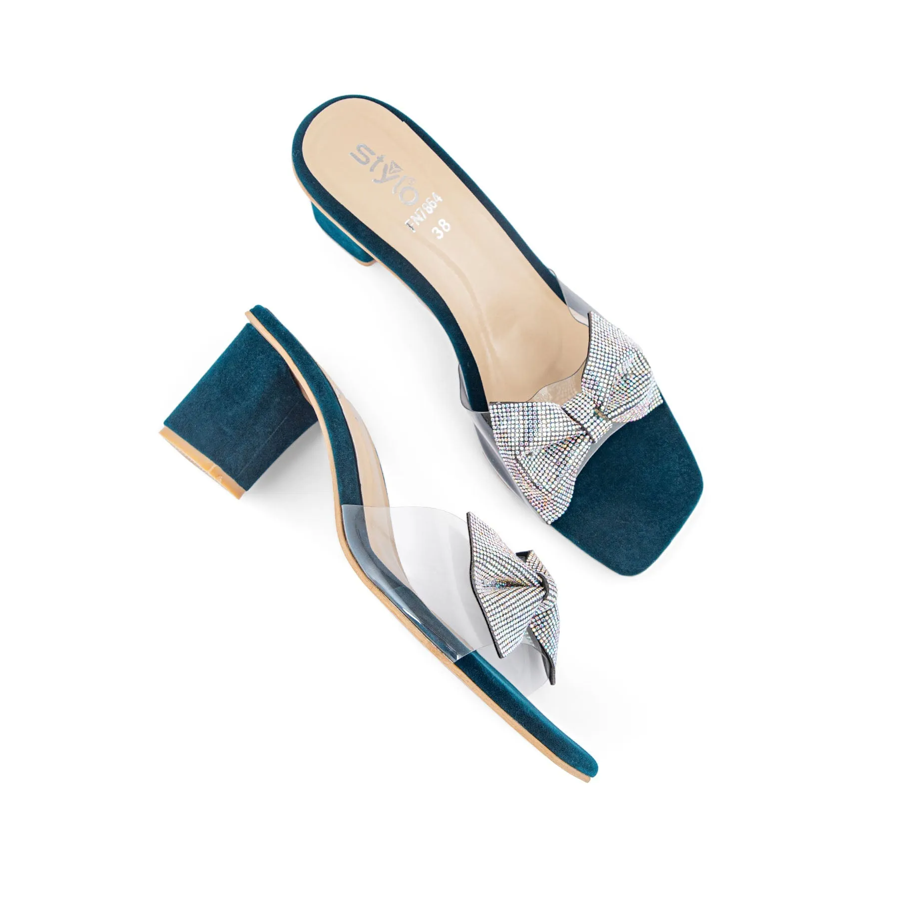 Green Fancy Slipper FN7864 Comfy Heels