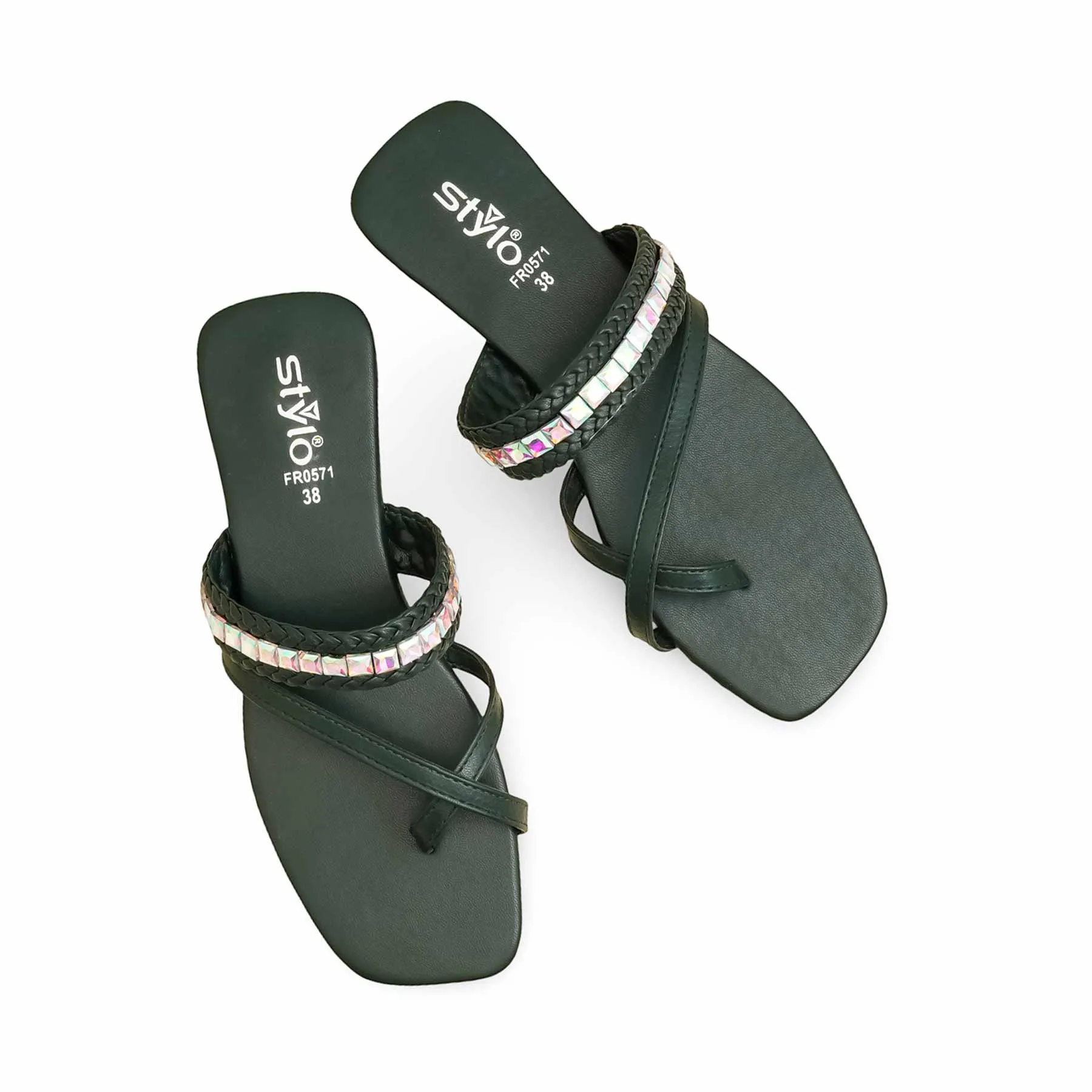Green Formal Chappal FR0571 Comfortable Walk Street Path