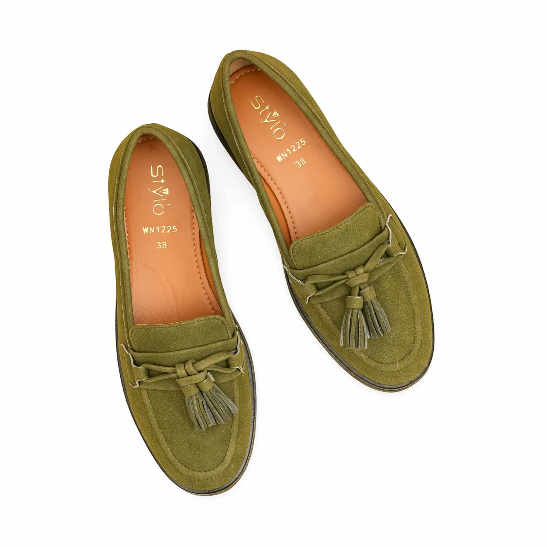 Wide Sole Guest Mood Green Moccasin For Ladies WN1225