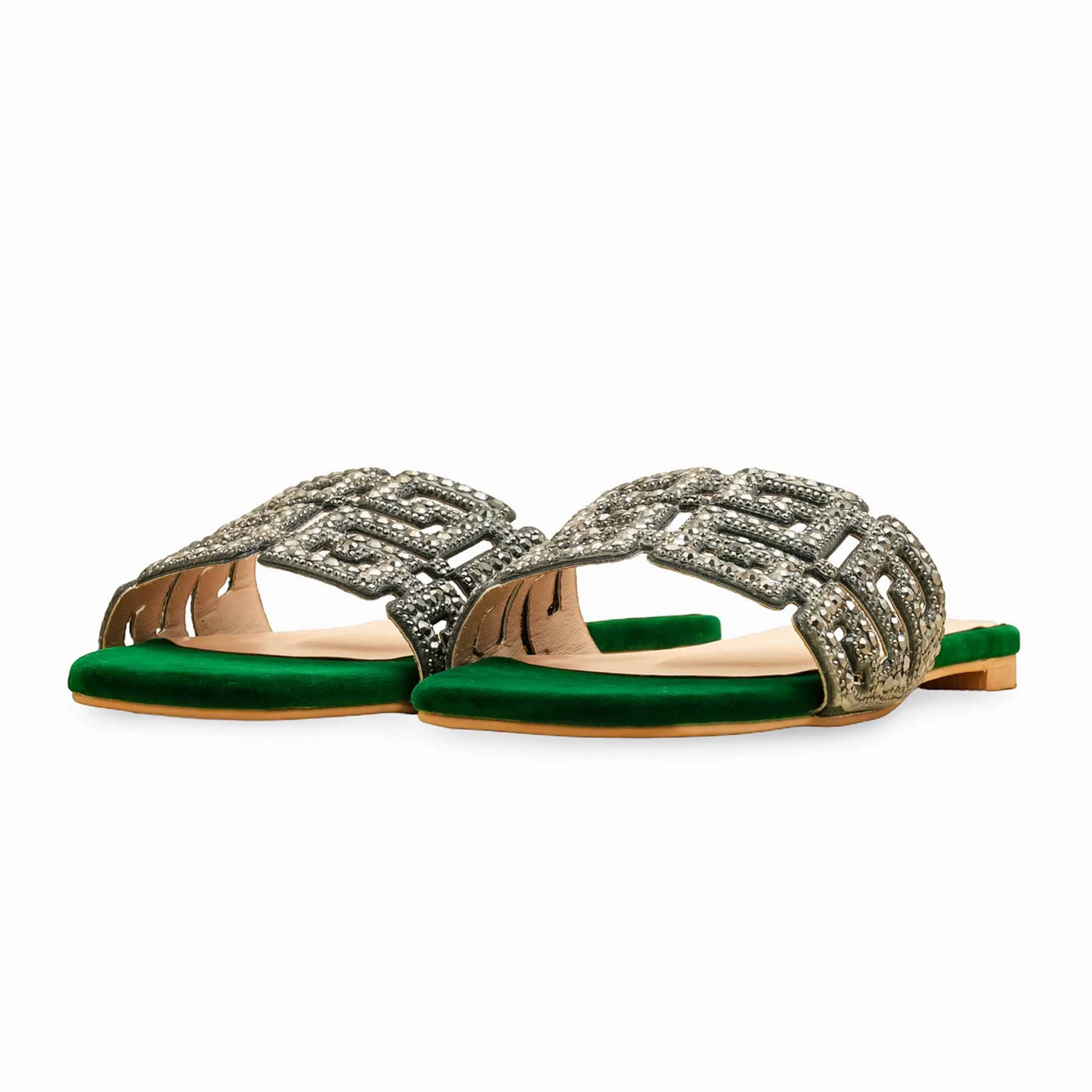 Flight Safe Open Air Green Fancy Slipper For Women FN8040