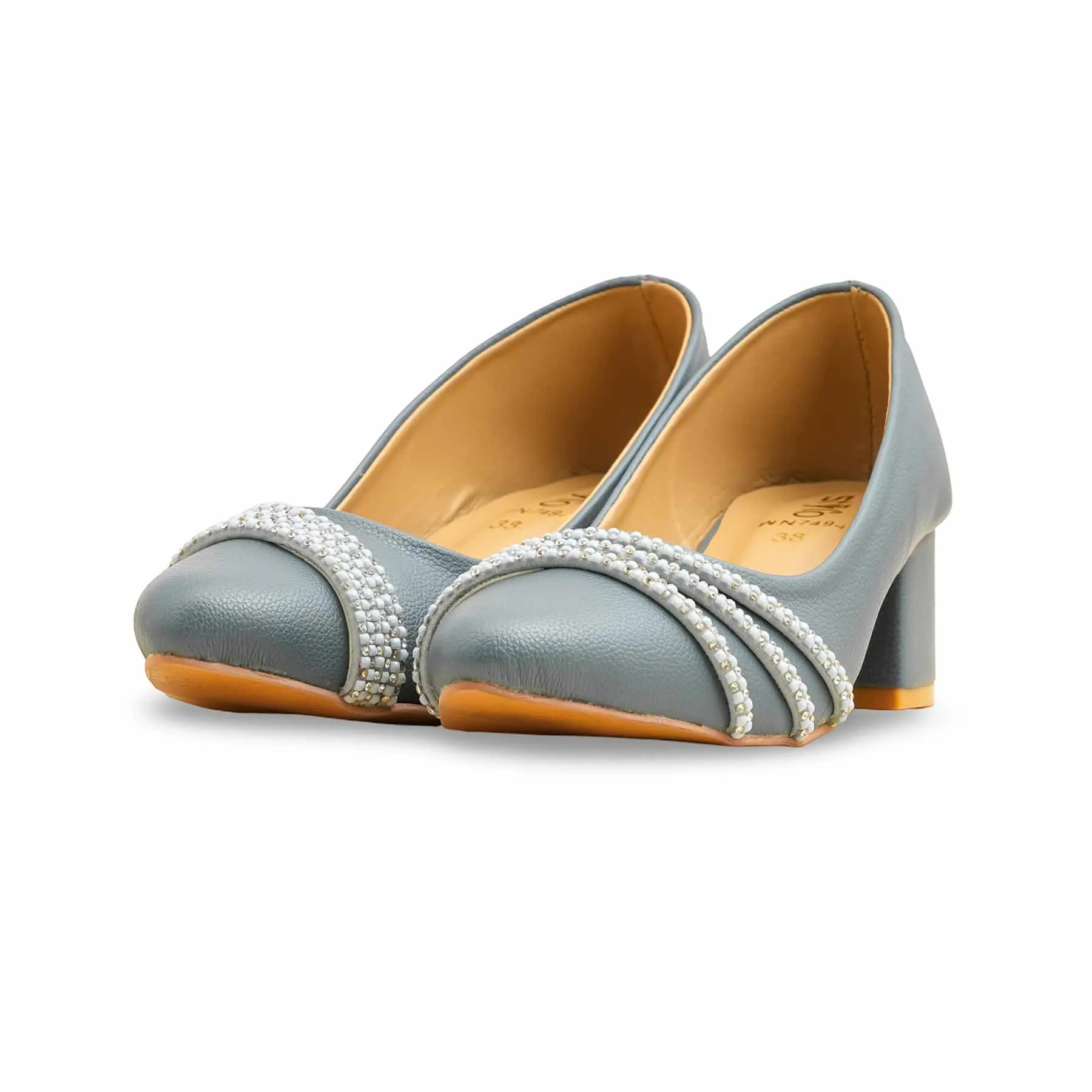 Soft Appeal Holiday Glam Grey Court Shoes For Women WN7494