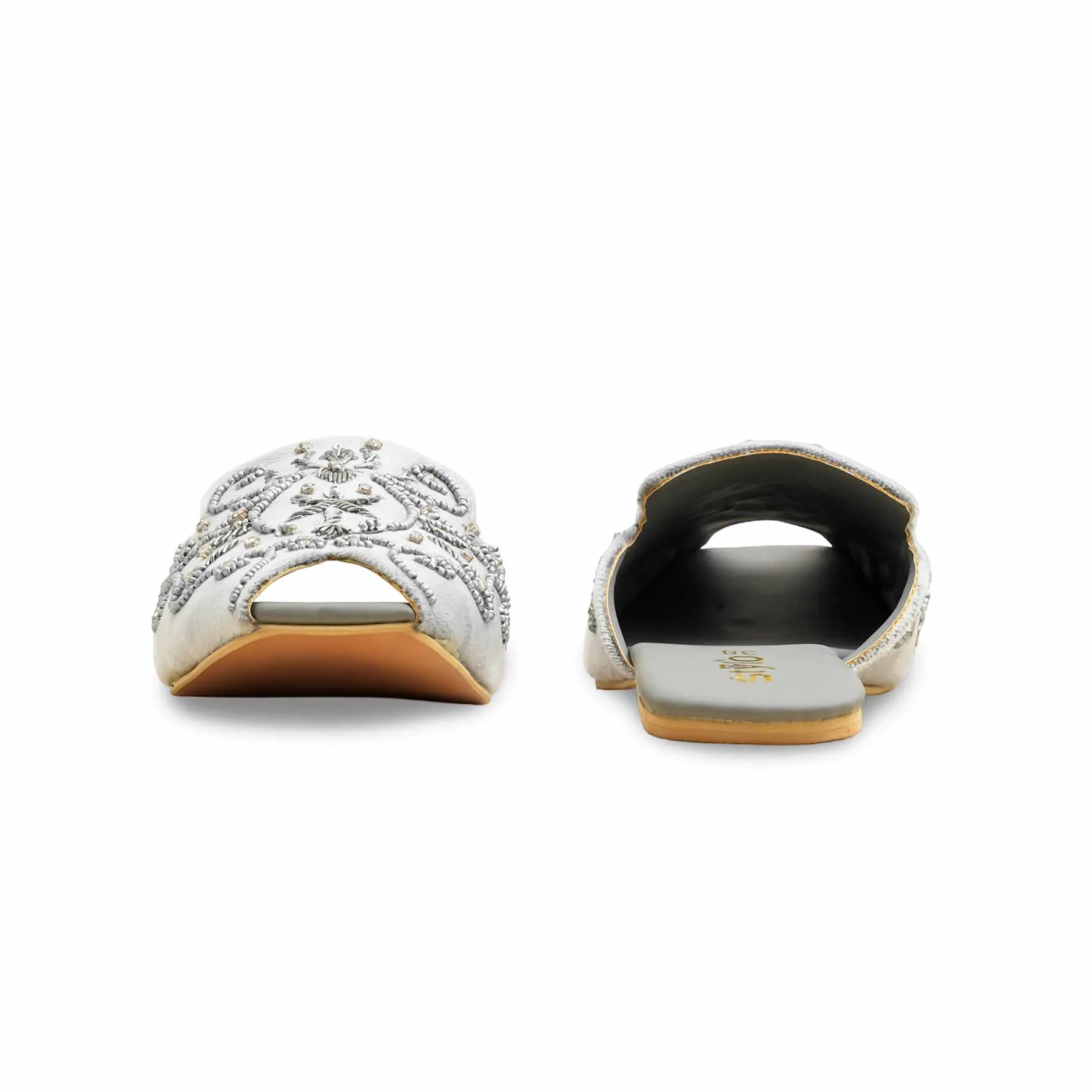 Grey Fancy Back Open Khusa EC8589 Wedding