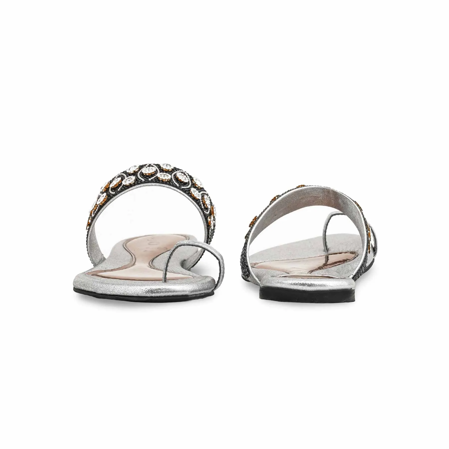 Grey Fancy Chappal For Women FN0793 Picnic Vibe Stylish Cushion