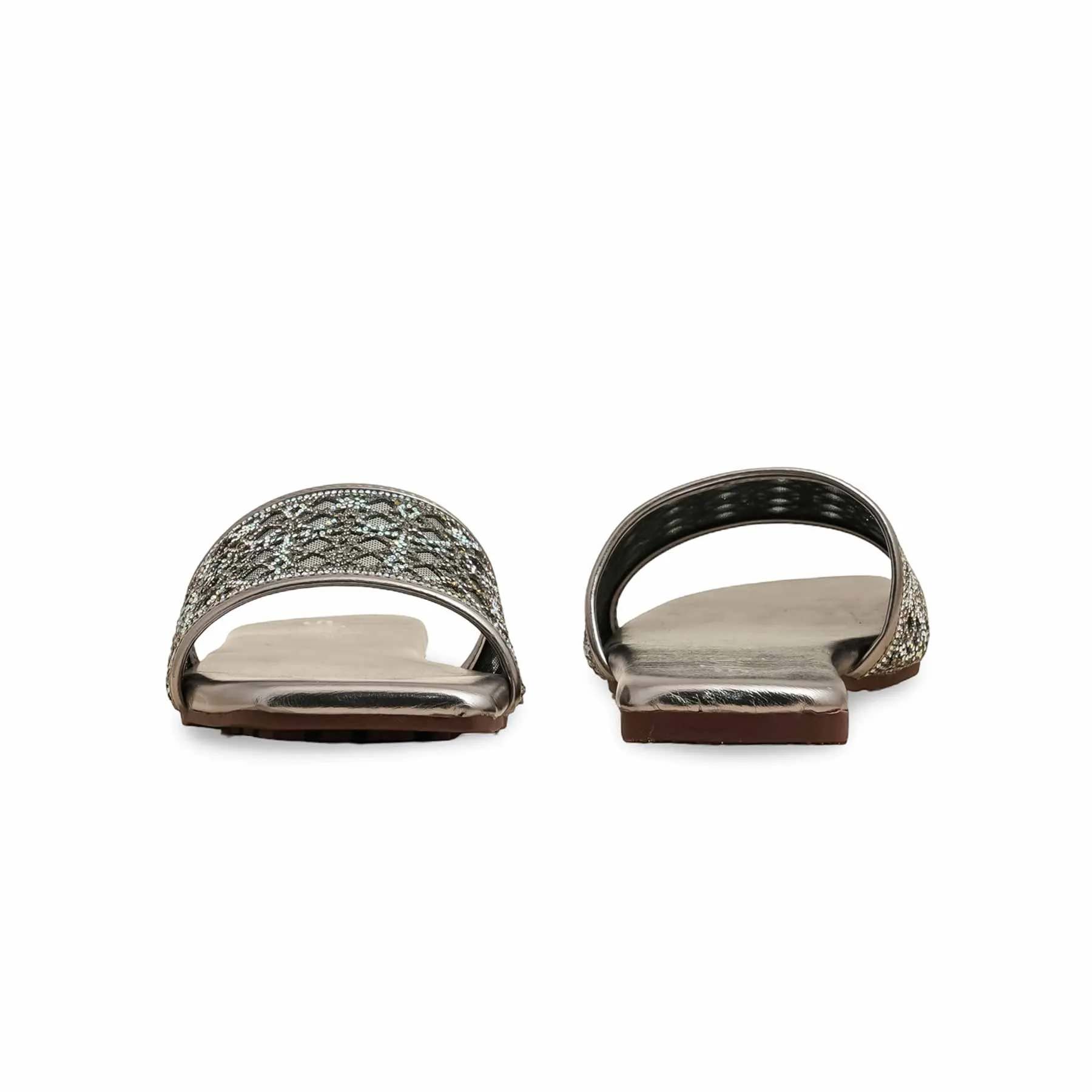 Cold Block Grey Fancy Slipper For Ladies FN7997