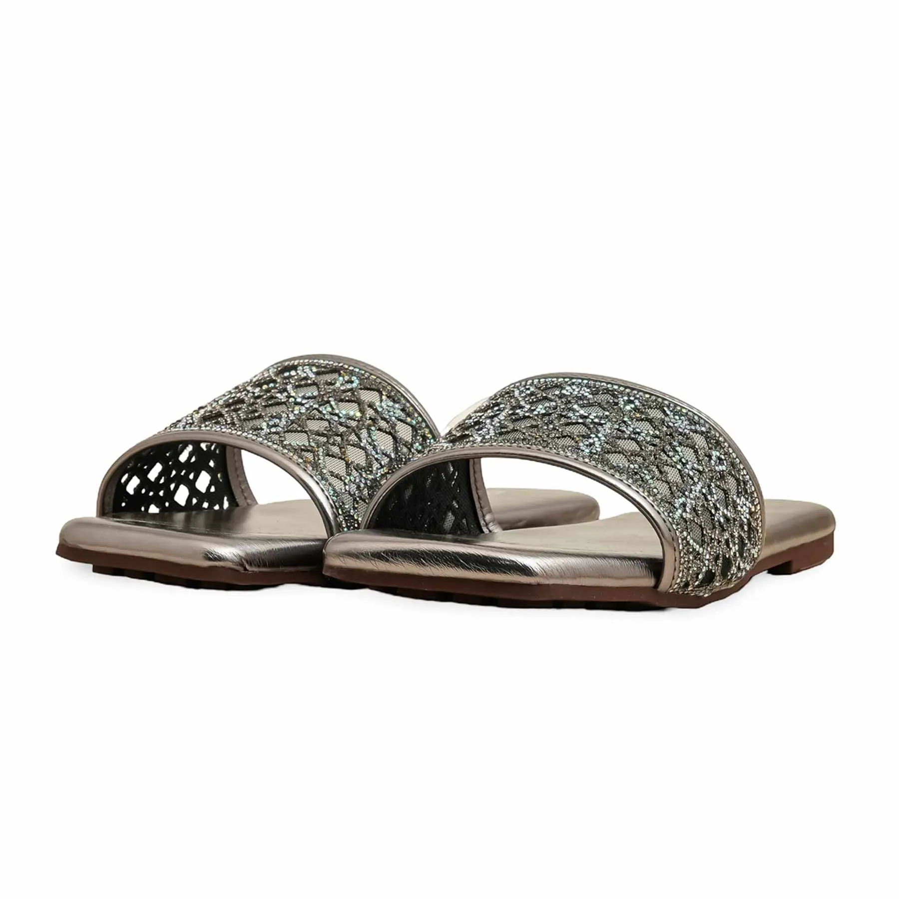 Grey Fancy Slipper For Ladies FN7997 Soft Touch