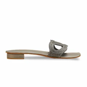 Glamour Vibe Grey Fancy Women Slipper FN8010
