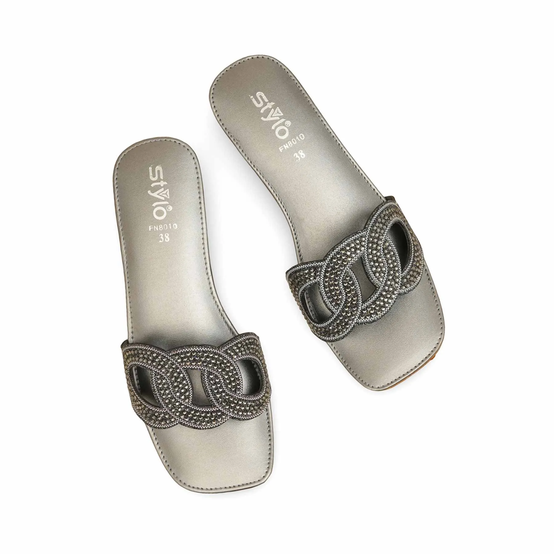 Soft Touch Grey Fancy Women Slipper FN8010