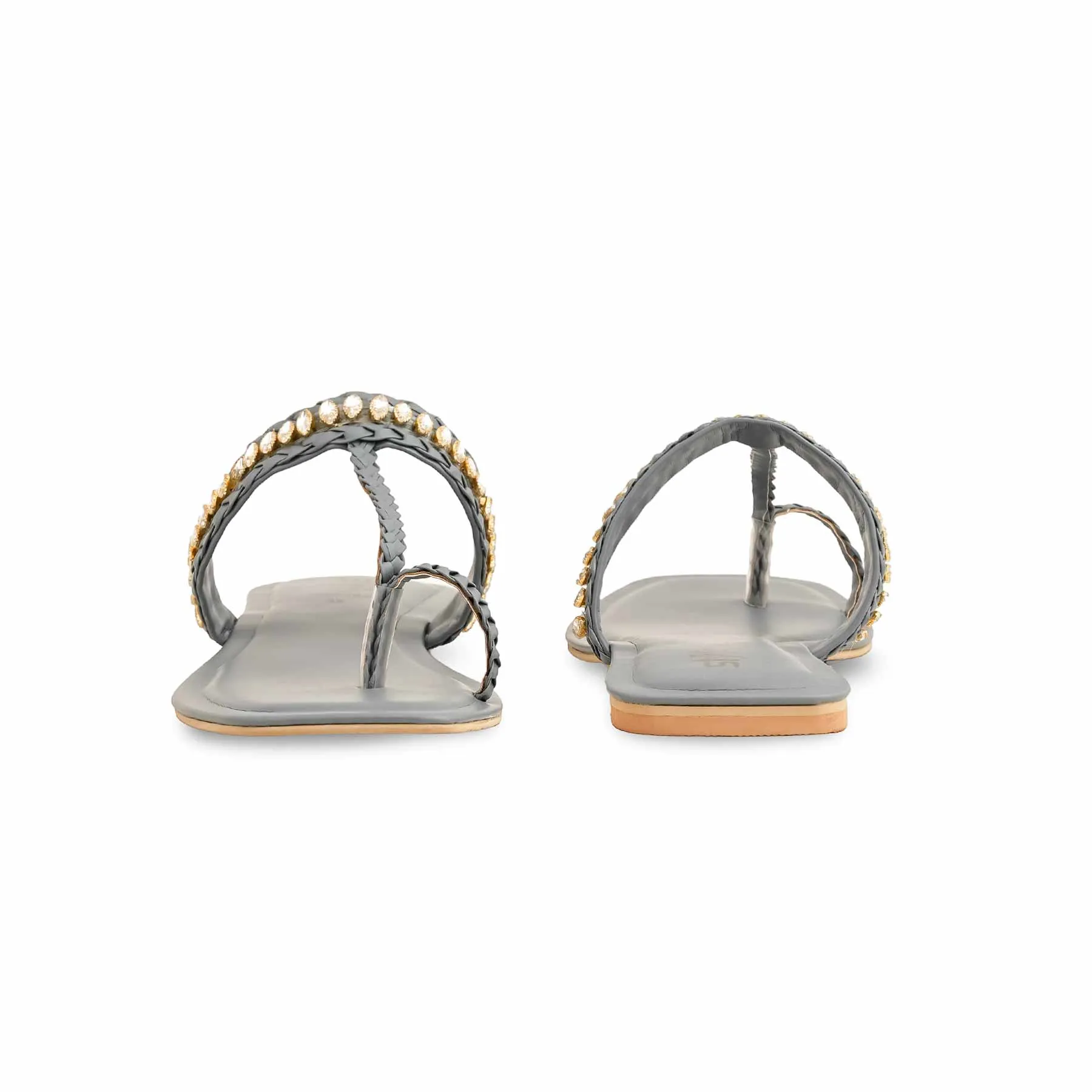 Grey Formal Chappal For Ladies FR0563 Play Walk Side Path