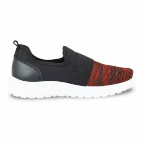 Thermo Regulating Fabric Breathable Knit Uppers Red Casual Sneaker For Women AT9098