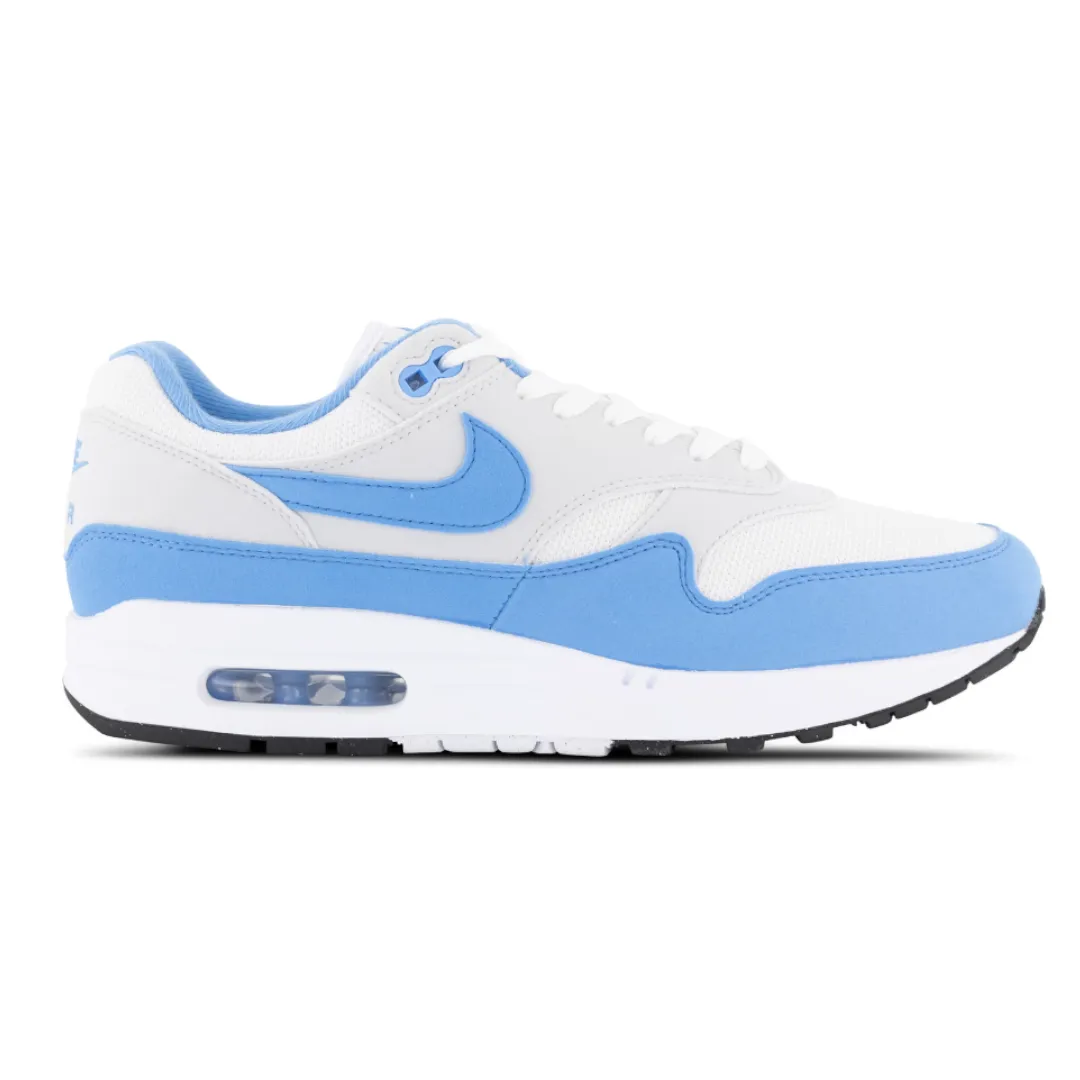 Breathable Jacquard Weave Reinforced Stitch Detail Mens Nike Air Max 1 White/University Blue