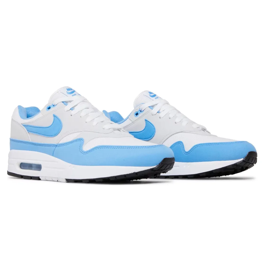 Mens Nike Air Max 1 White/University Blue Multi-functional performance Fashion Step