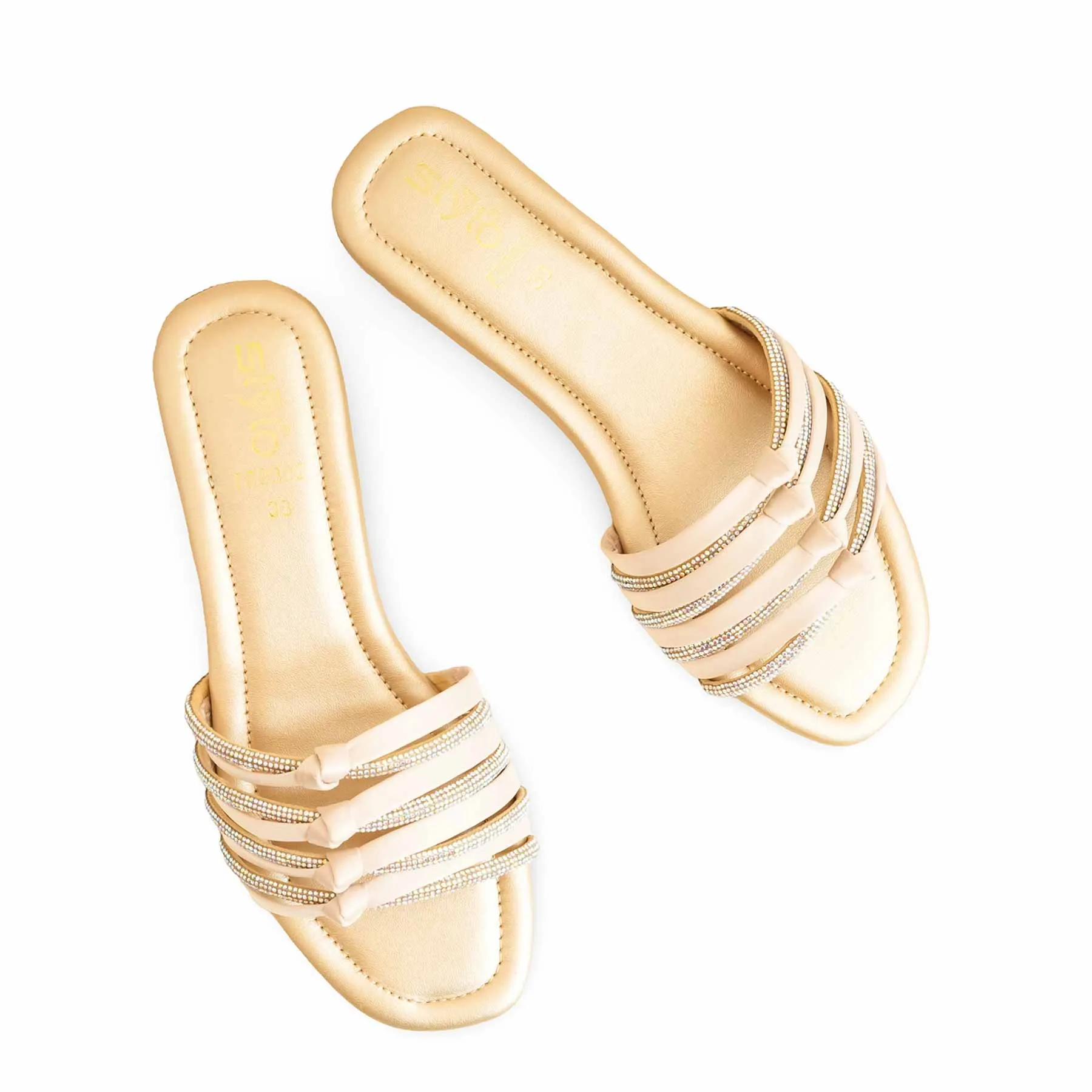 Reinforced toe Golden Formal Slipper For Ladies FR8302