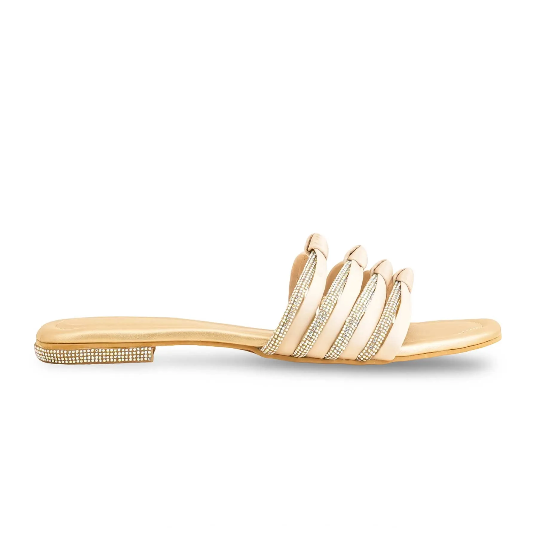 Trendy Casual Footwear Everyday Shoes Golden Formal Slipper For Ladies FR8302