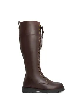 Tactile Feedback Sole Weatherproof Seam Sealing Knee High Shearling Lined Anglesey - Mahogany Leather