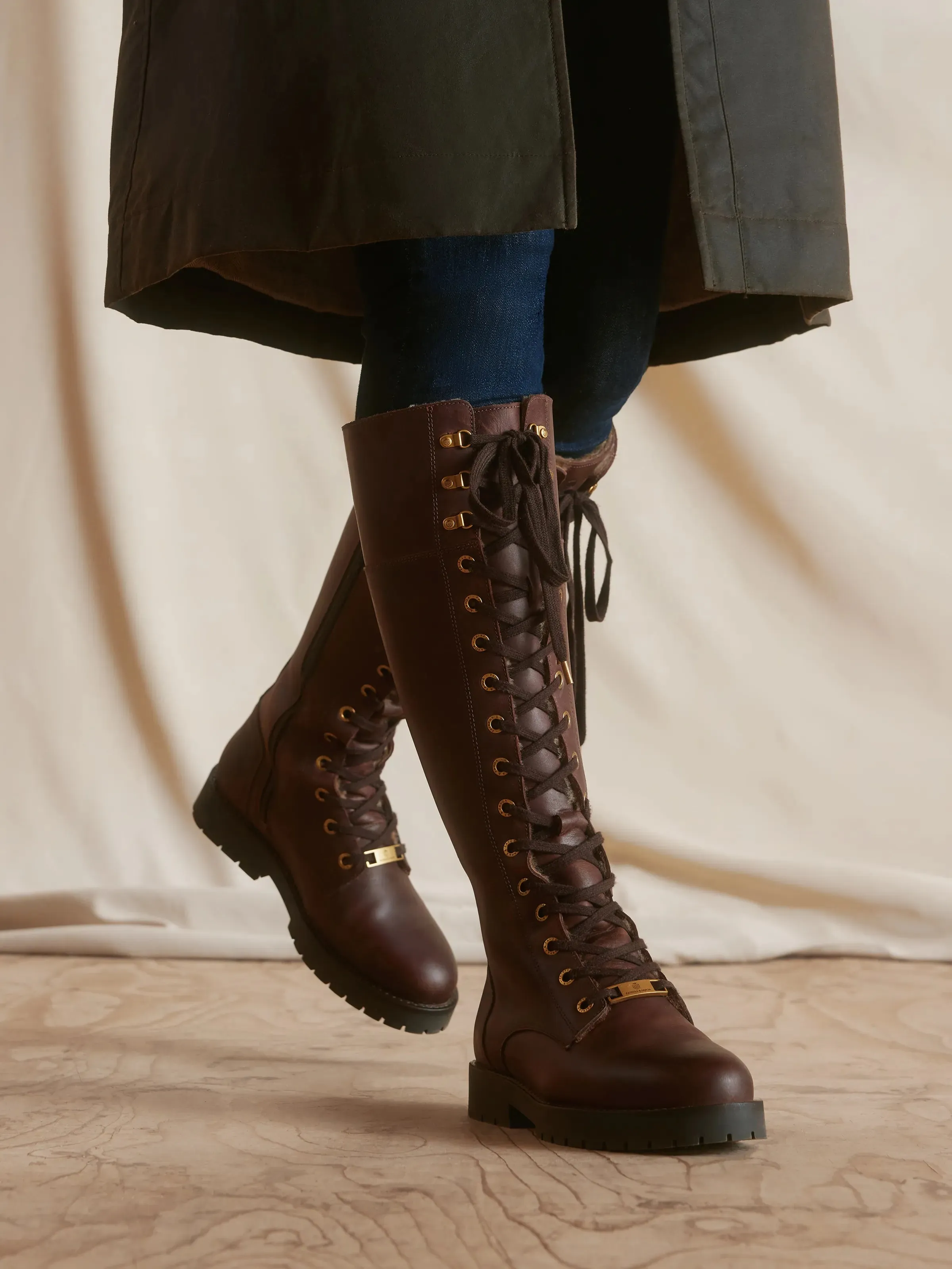 Young Professional No Pressure Knee High Shearling Lined Anglesey - Mahogany Leather