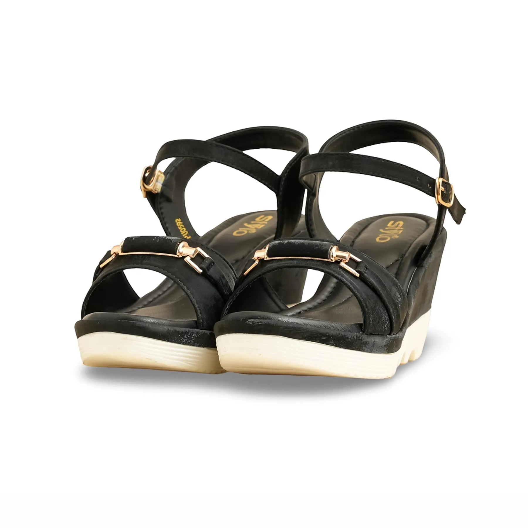 Black Formal Sandal PU0592 Cafe Vibe Heel Guard