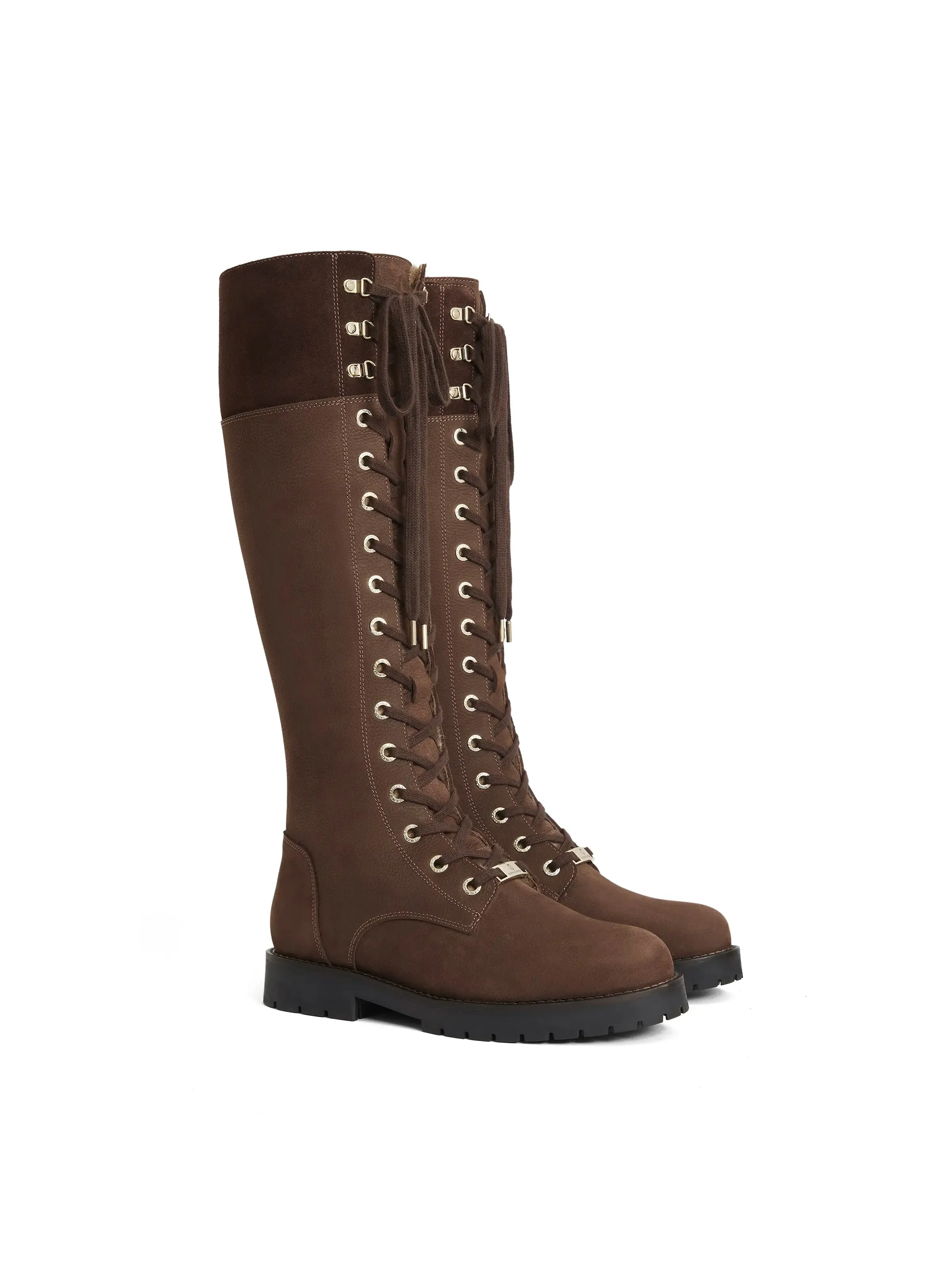 Travel Essential Feather Light Outdoor Trek Knee High Shearling Lined Anglesey - Chocolate Nubuck